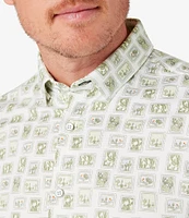 Mizzen+Main Performance Stretch Halyard Stamp Print Short Sleeve Woven Shirt