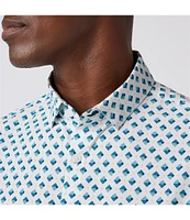 Mizzen+Main Performance Stretch Leeward Diamond Print Short Sleeve Woven Shirt