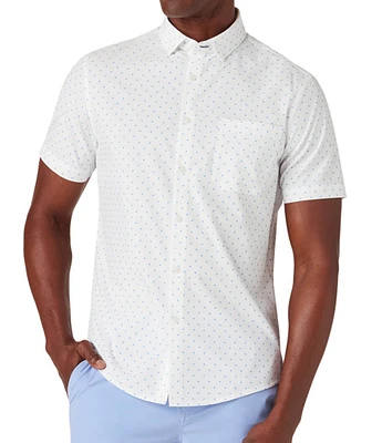 Mizzen+Main Performance Stretch Leeward Dot Print Short Sleeve Woven Shirt