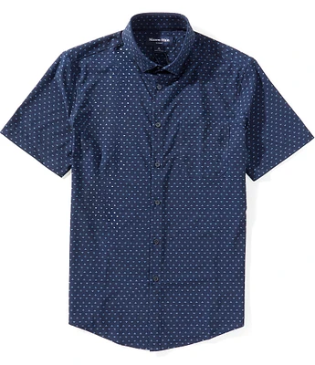 Mizzen+Main Performance Stretch Leeward Dotted Leaf Print Short Sleeve Woven Shirt