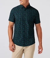 Mizzen+Main Performance Stretch Leeward Foliage Print Short Sleeve Woven Shirt