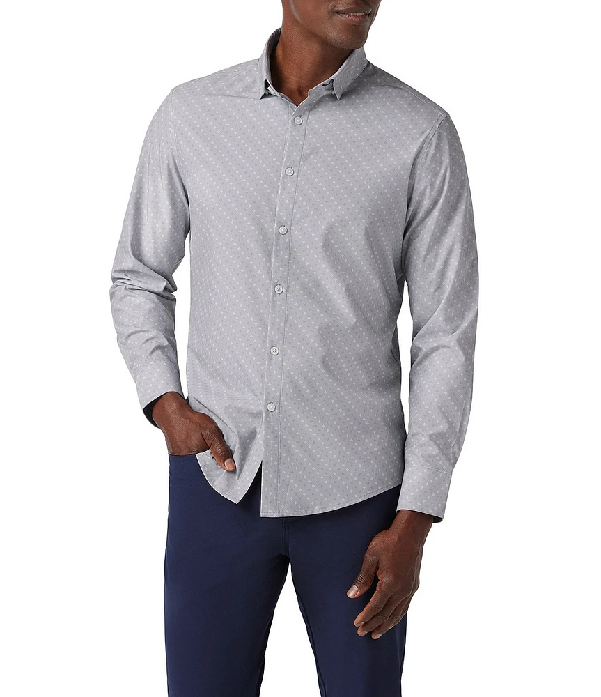 Mizzen+Main Performance Stretch Leeward No Tuck Dot Print Long Sleeve Woven Shirt