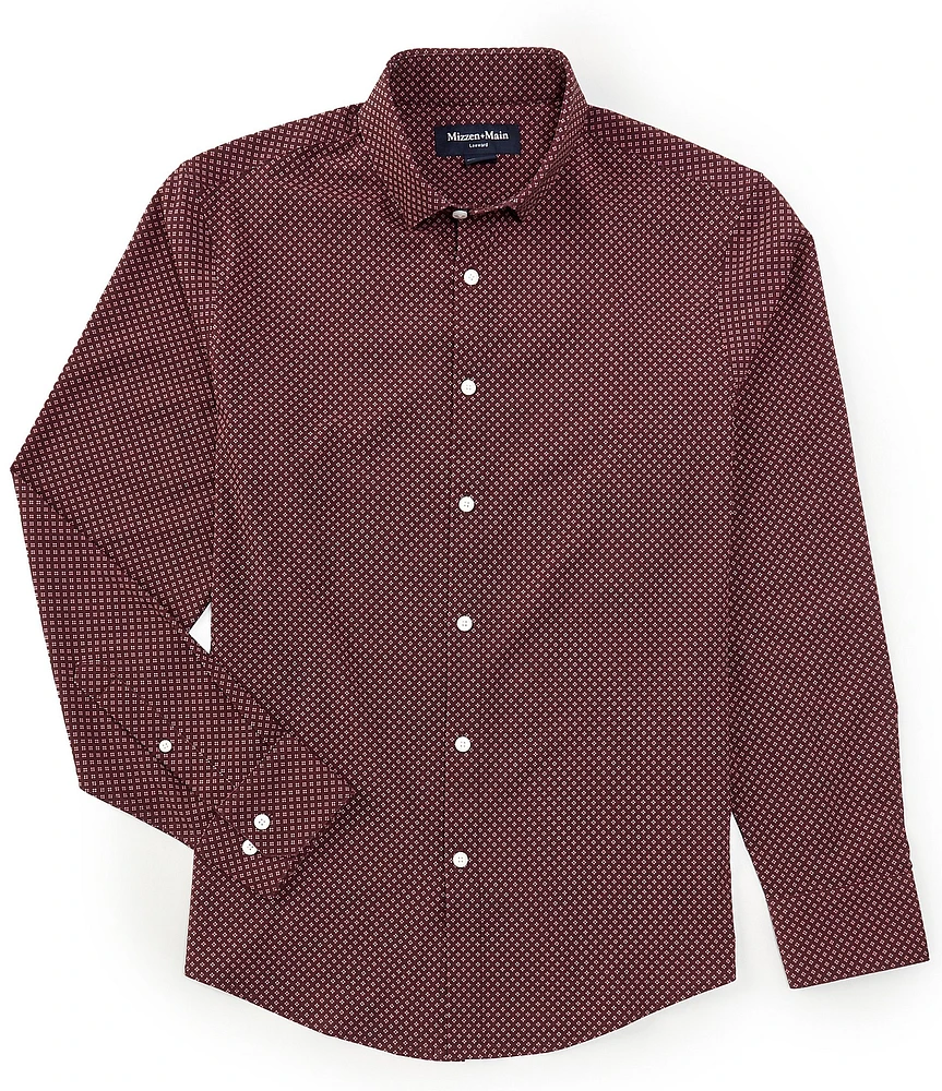 Mizzen+Main Performance Stretch Leeward No Tuck Geo Print Long Sleeve Woven Shirt