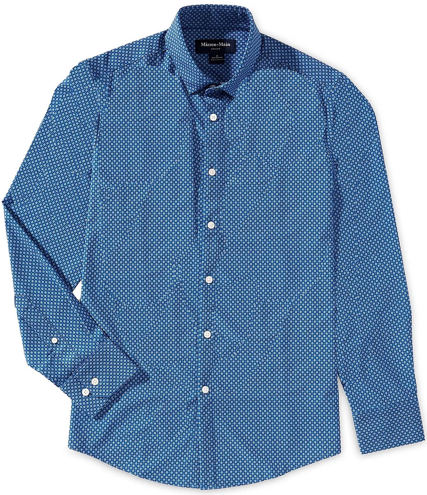 Mizzen+Main Performance Stretch Leeward No Tuck Mini Floral Print Long Sleeve Woven Shirt