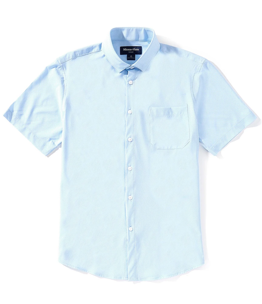 Mizzen+Main Performance Stretch Leeward Pressed Diamond Print Short Sleeve Woven Shirt