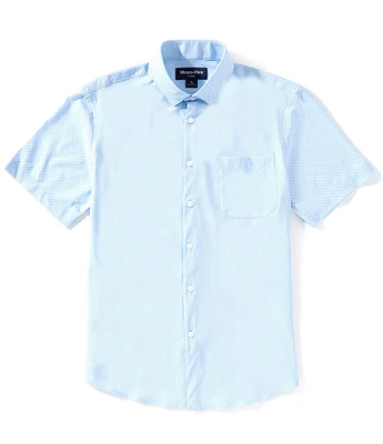 Mizzen+Main Performance Stretch Leeward Pressed Diamond Print Short Sleeve Woven Shirt