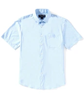 Mizzen+Main Performance Stretch Leeward Pressed Diamond Print Short Sleeve Woven Shirt