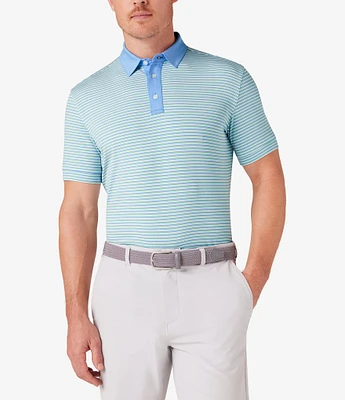 Mizzen+Main Performance Stretch Multi Stripe Short Sleeve Polo Shirt