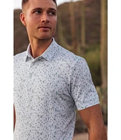 Mizzen+Main Performance Stretch Versa Cacti Print Short Sleeve Polo Shirt