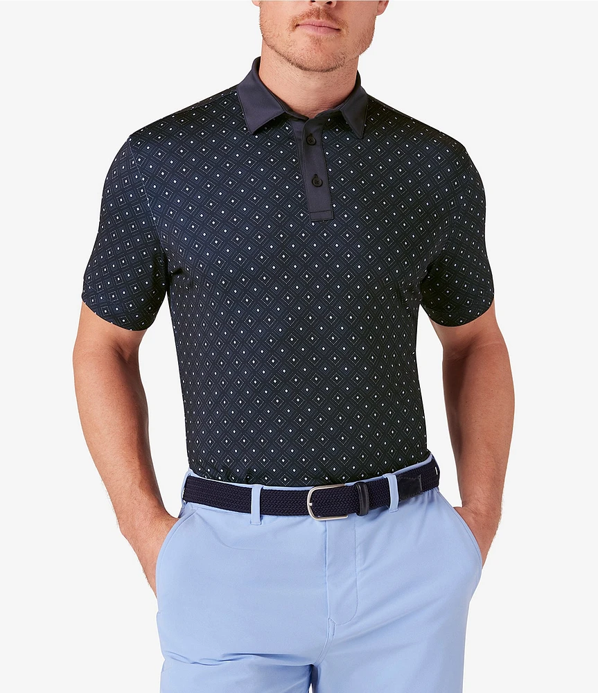 Mizzen+Main Performance Stretch Versa Diamond Dot Short Sleeve Polo Shirt