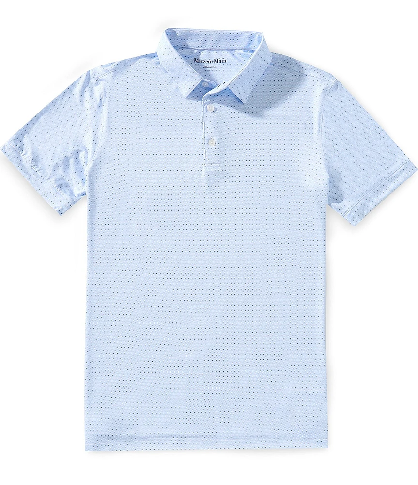 Mizzen+Main Performance Stretch Versa Diamond Sunburst Print Short Sleeve Polo Shirt