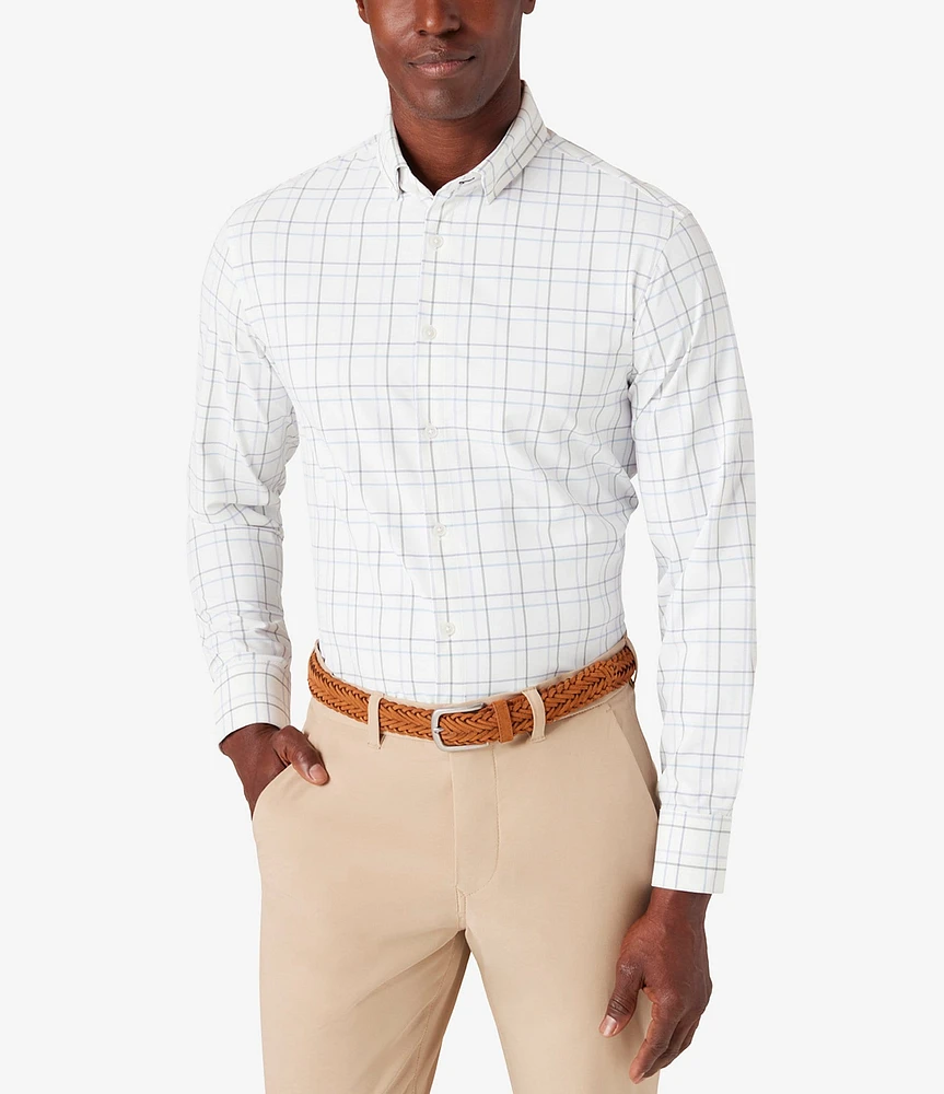 Mizzen+Main Trim Fit Leeward Performance Stretch Plaid Long-Sleeve Woven Shirt