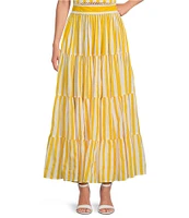 Mo Maya Coordinating Le Soleil Stripe Print Maxi Skirt