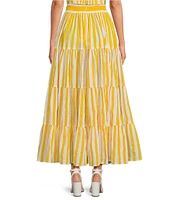 Mo Maya Coordinating Le Soleil Stripe Print Maxi Skirt