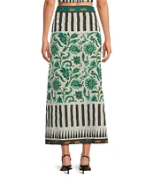 Mo Maya Mojo Hand Printed Pencil Midi Skirt