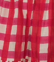 Mo Maya Runa Check Print V-Neckline Sleeveless Mini Dress