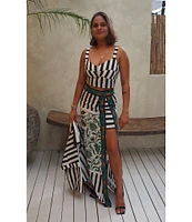 Mo Maya Stripe Sweetheart Neckline Sleeveless Bra Top