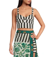 Mo Maya Stripe Sweetheart Neckline Sleeveless Bra Top