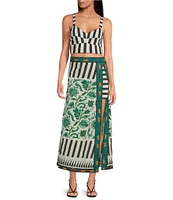 Mo Maya Stripe Sweetheart Neckline Sleeveless Bra Top