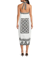Mo Maya Tara Hand Block Print Halter Dress