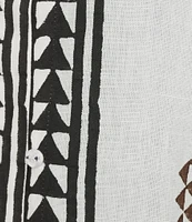 Mo Maya Tara Hand Painted Print Linen Blend Button Front Short Sleeve Coordinating Shirt