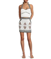 Mo Maya Tara Hand Painted Print Coordinating Mini Skirt