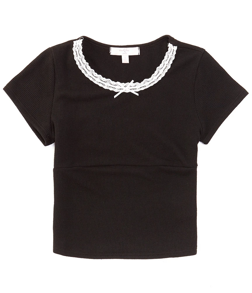 Moa Moa Big Girls 7-16 Short Sleeve Ribbon-Trimmed Top