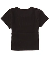 Moa Moa Big Girls 7-16 Short Sleeve Ribbon-Trimmed Top