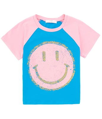 Moa Moa Big Girls 7-16 Short Sleeve Smiley Face Graphic Raglan T-Shirt