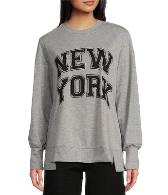 Moa Moa Crew Neck Long Sleeve New York Graphic Pullover