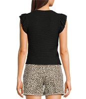 Moa Moa Crewneck Ruffle Short Sleeve Top