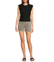 Moa Moa Crewneck Ruffle Short Sleeve Top
