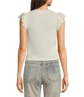 Moa Moa Crewneck Ruffle Short Sleeve Top