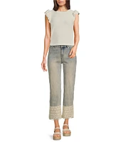 Moa Moa Crewneck Ruffle Short Sleeve Top