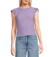 Moa Moa Crewneck Ruffle Short Sleeve Top
