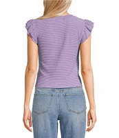 Moa Moa Crewneck Ruffle Short Sleeve Top