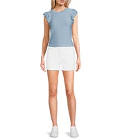 Moa Moa Crewneck Ruffle Short Sleeve Top