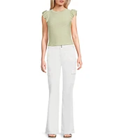 Moa Moa Crewneck Ruffle Short Sleeve Top