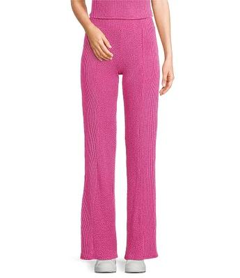 Moa Moa High Rise Coordinating Rib Knit Flare Pants