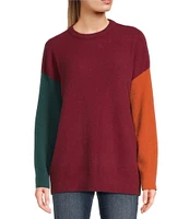 Moa Moa Long Sleeve Color Block Tunic Sweater