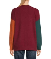 Moa Moa Long Sleeve Color Block Tunic Sweater