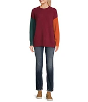 Moa Moa Long Sleeve Color Block Tunic Sweater