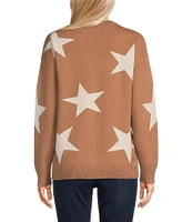 Moa Moa Long Sleeve Crewneck Star Tunic Sweater