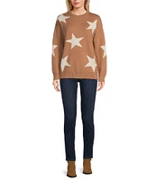 Moa Moa Long Sleeve Crewneck Star Tunic Sweater