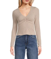 Moa Moa Long Sleeves V-Neck Urban Rib Top