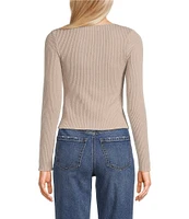 Moa Moa Long Sleeves V-Neck Urban Rib Top