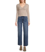 Moa Moa Long Sleeves V-Neck Urban Rib Top