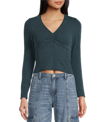 Moa Moa Long Sleeves V-Neck Urban Rib Top