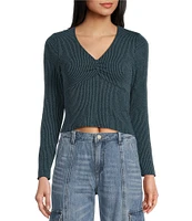 Moa Moa Long Sleeves V-Neck Urban Rib Top