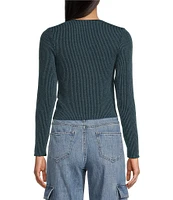 Moa Moa Long Sleeves V-Neck Urban Rib Top